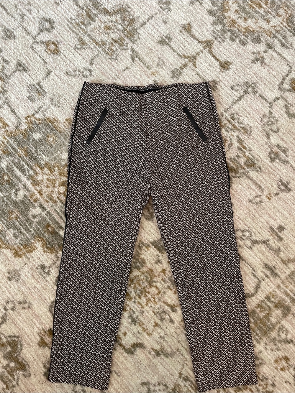 Chico's Black and White Geometric Slim Dress Pants